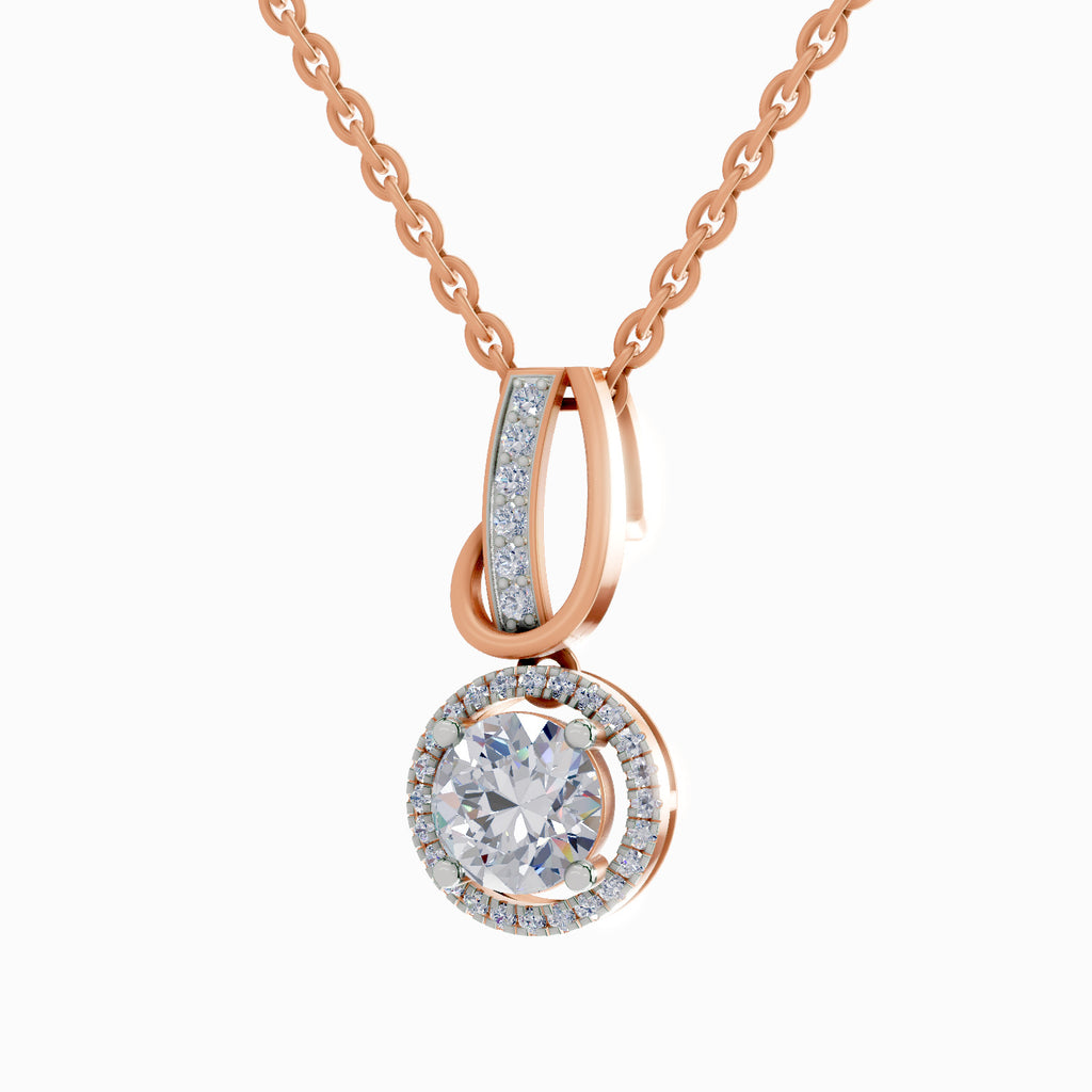 1.18 Carat Halo Pendant 14K - Rose Gold
