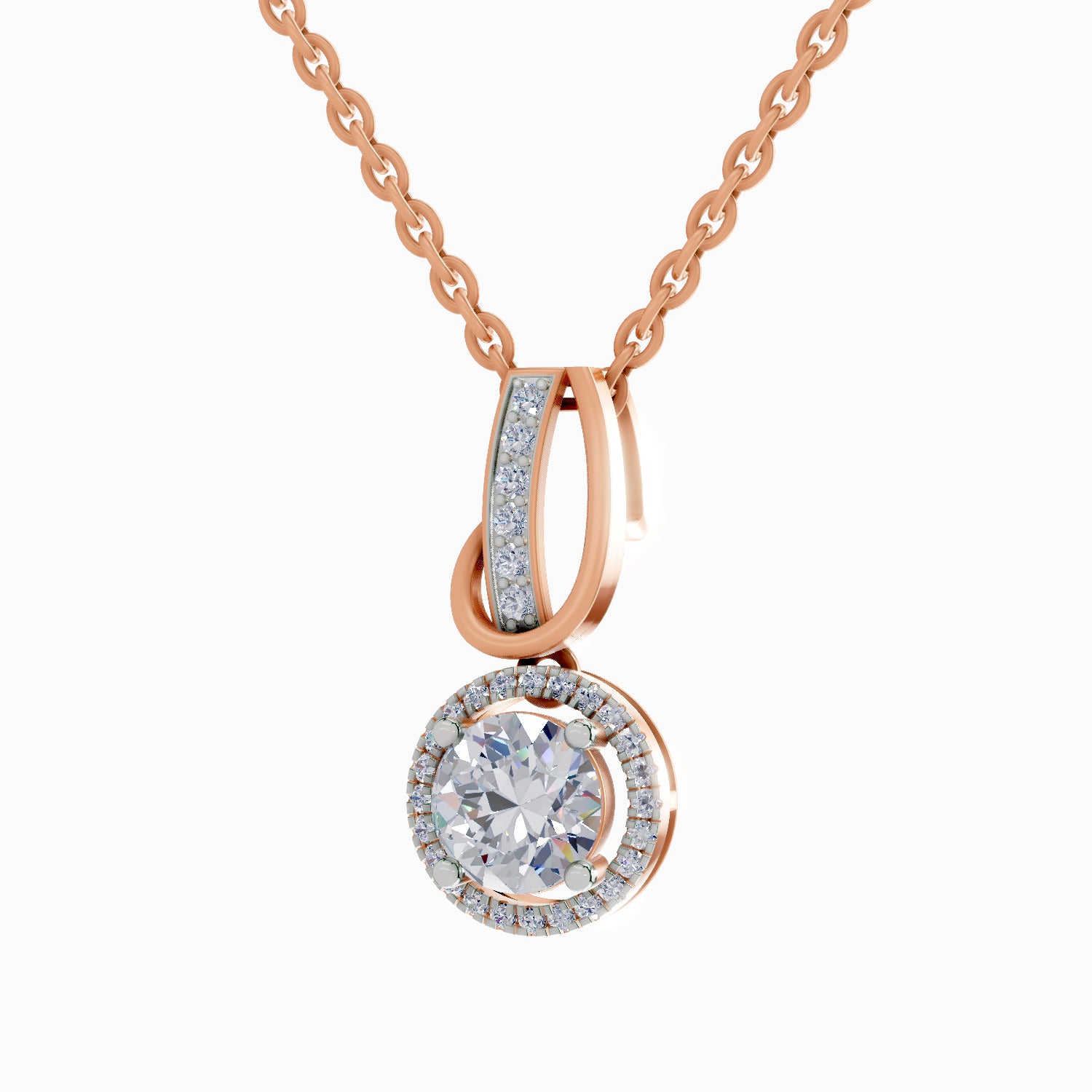 1.18 Carat Halo Pendant 14K - Rose Gold