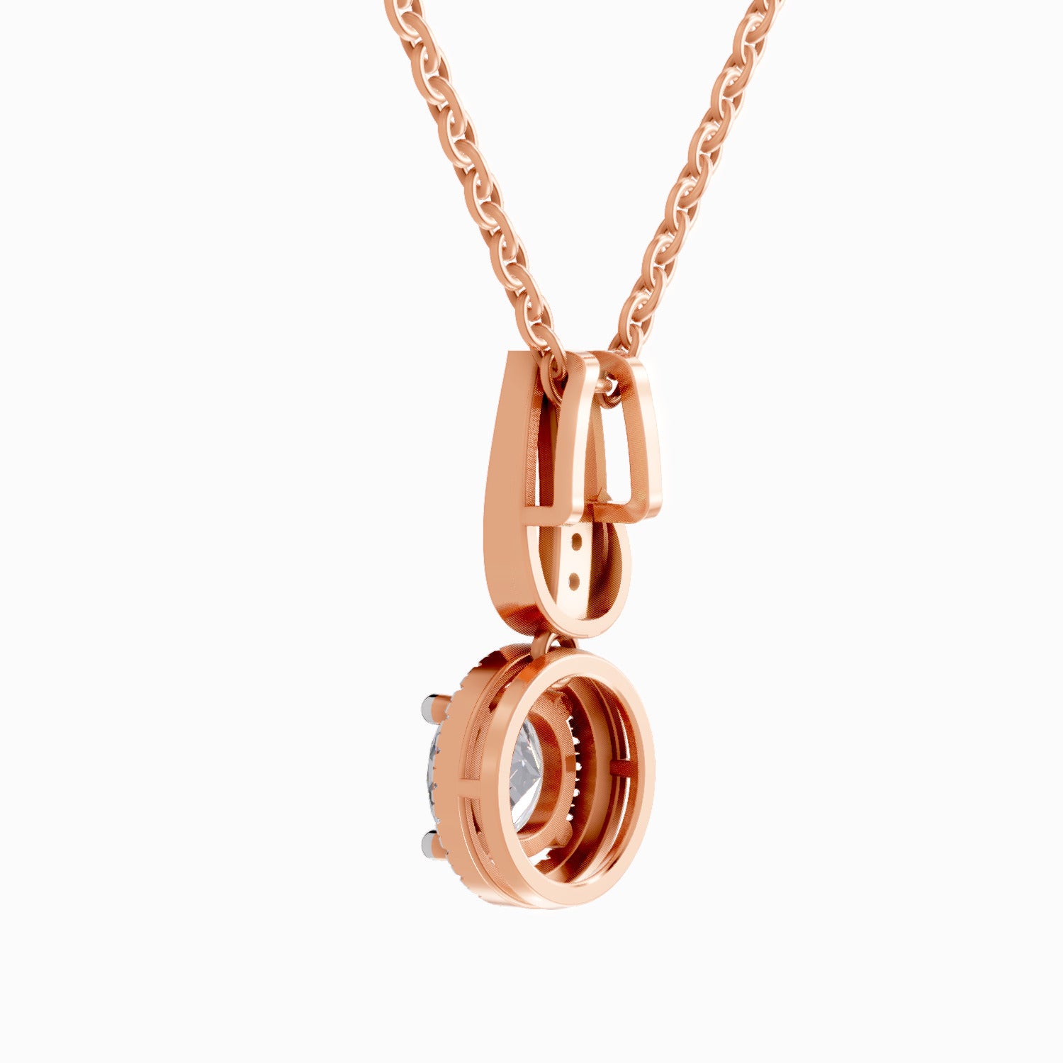 1.18 Carat Halo Pendant 14K - Rose Gold