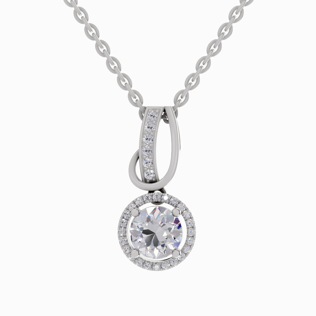 1.18 Carat Halo Pendant 14K - White Gold