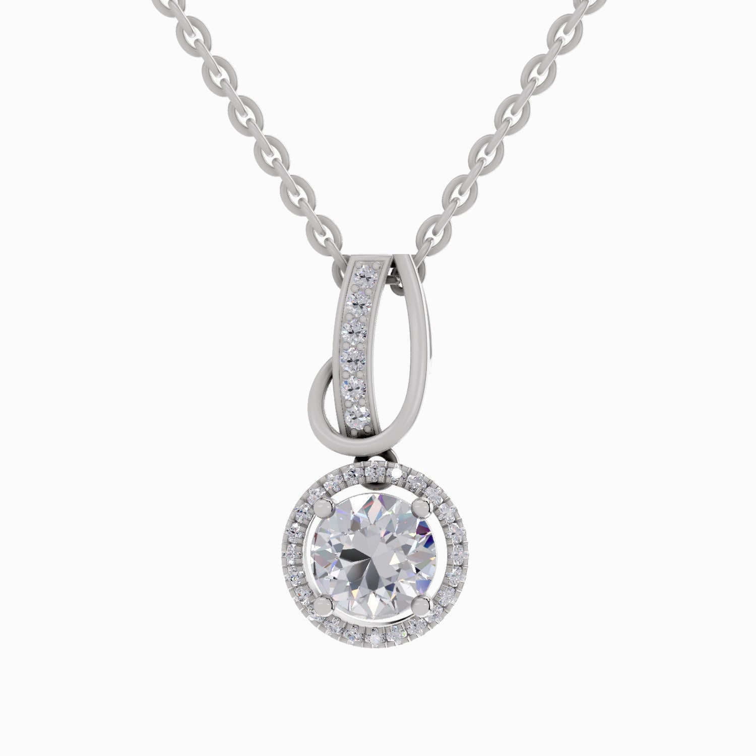 1.18 Carat Halo Pendant 14K - White Gold