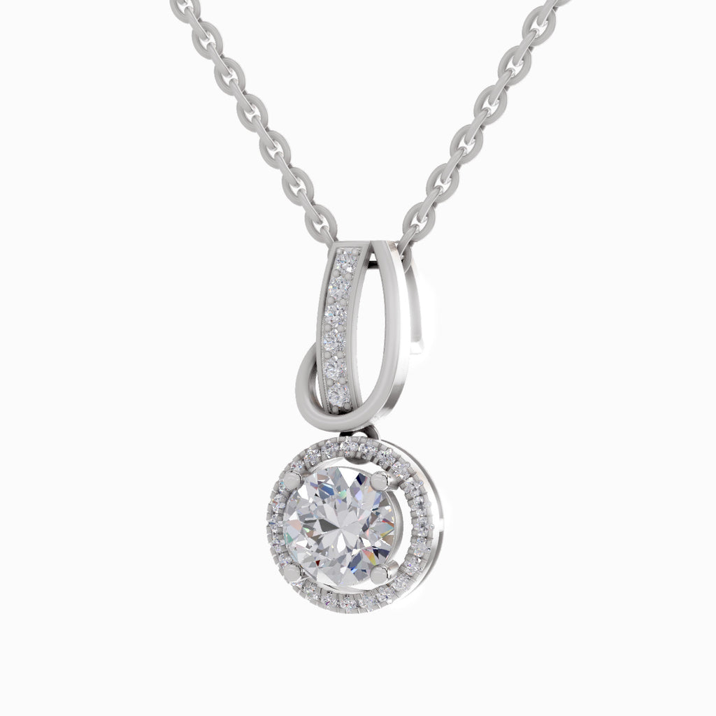 1.18 Carat Halo Pendant 14K - White Gold