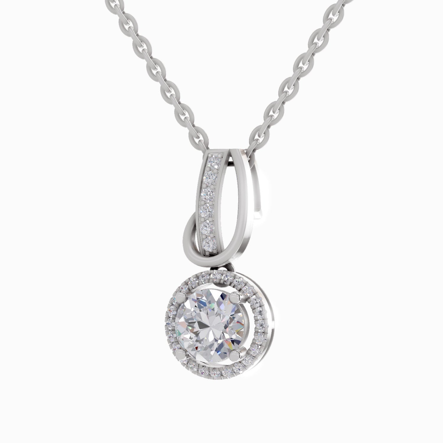1.18 Carat Halo Pendant 14K - White Gold