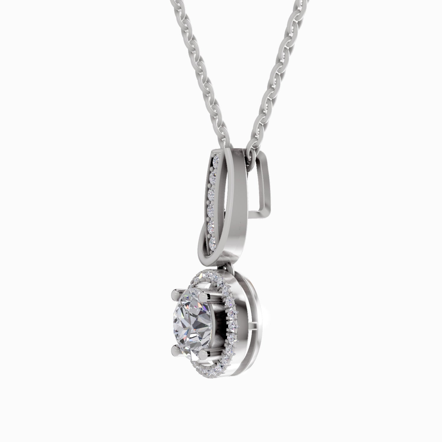 1.18 Carat Halo Pendant 14K - White Gold