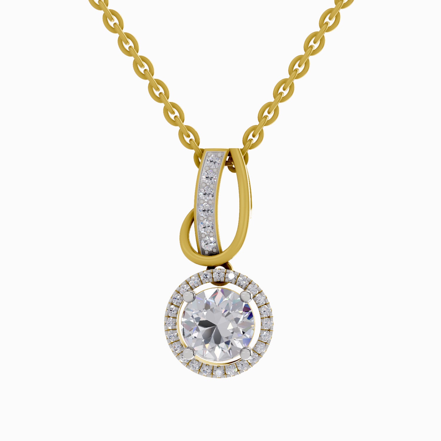 1.18 Carat Halo Pendant 14K