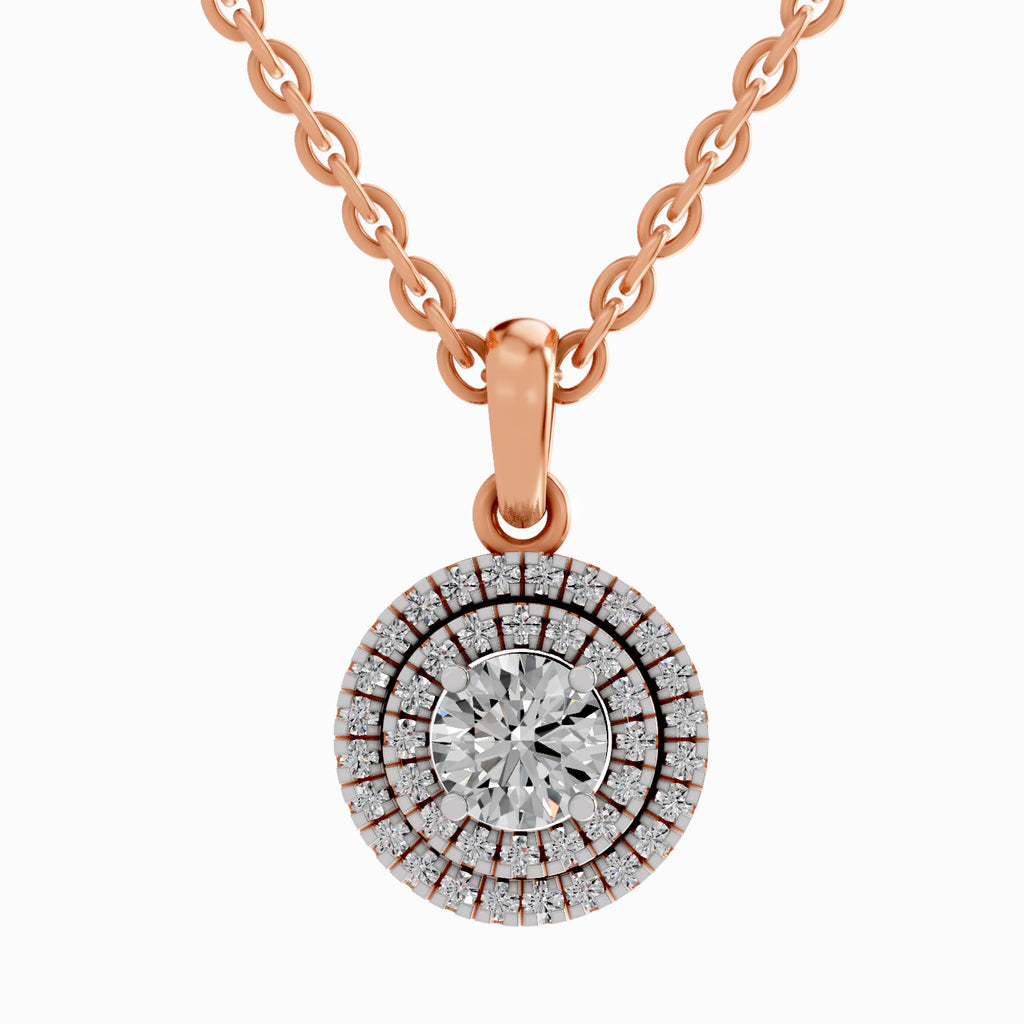 0.79 Carat Double Halo Pendant 14K - Rose Gold