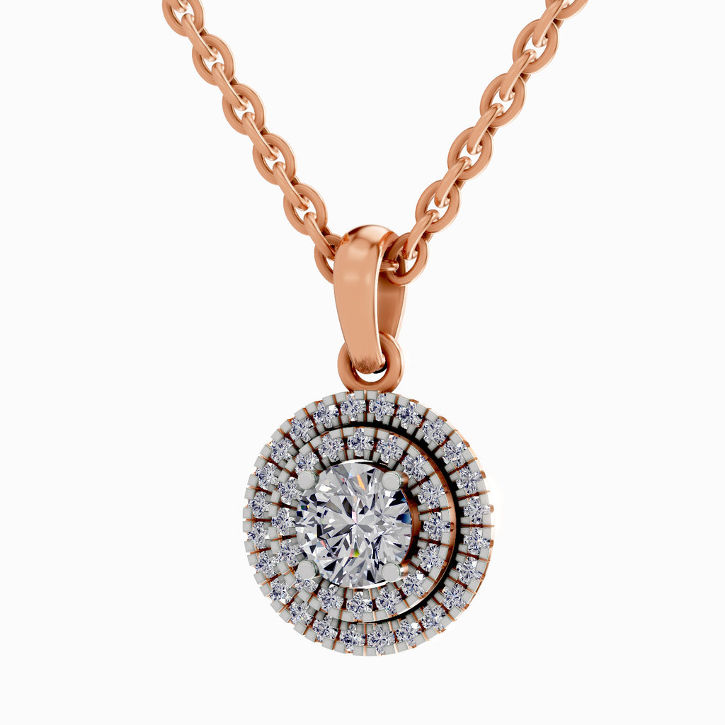 0.79 Carat Double Halo Pendant 14K - Rose Gold