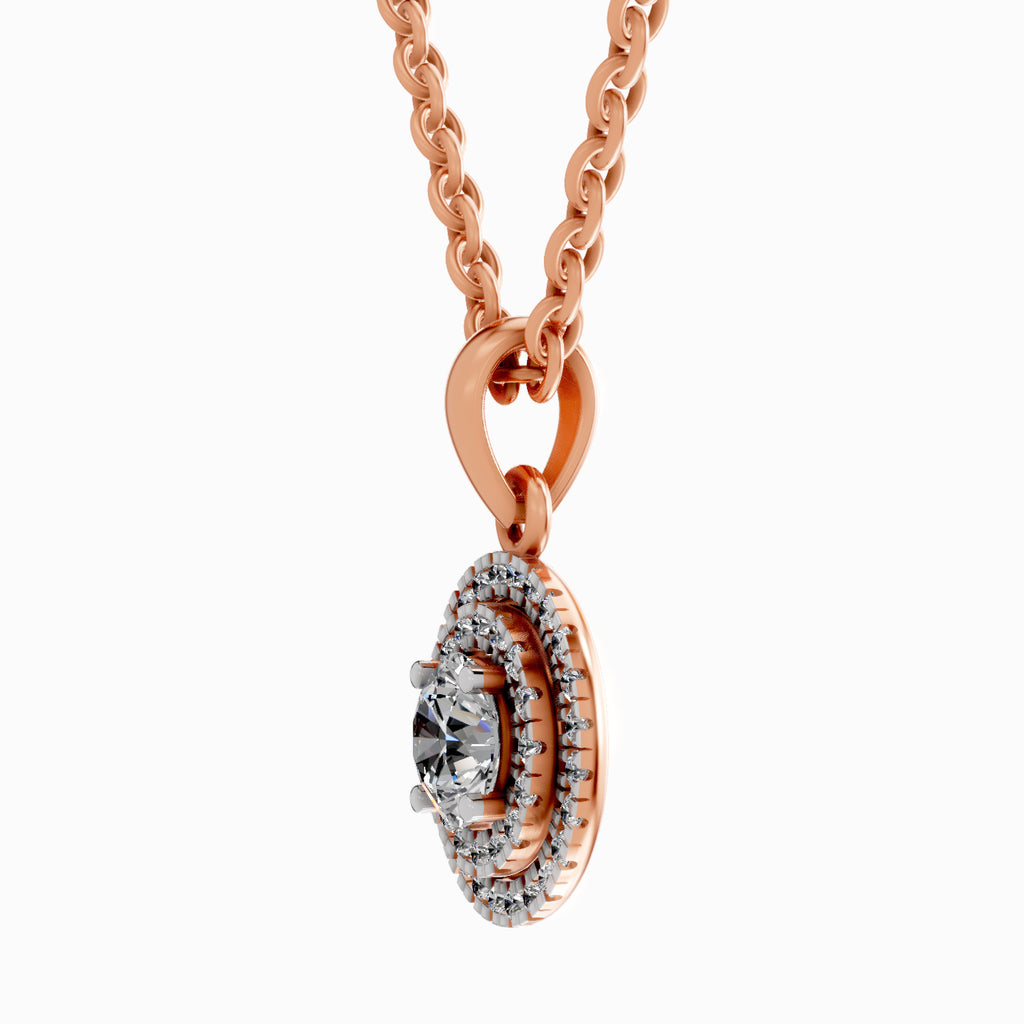 0.79 Carat Double Halo Pendant 14K - Rose Gold
