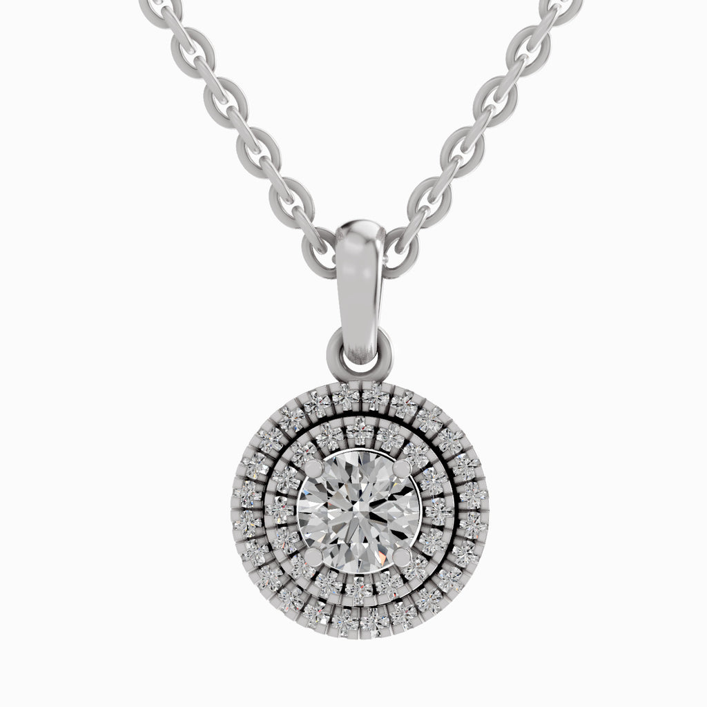 0.79 Carat Double Halo Pendant 14K - White Gold