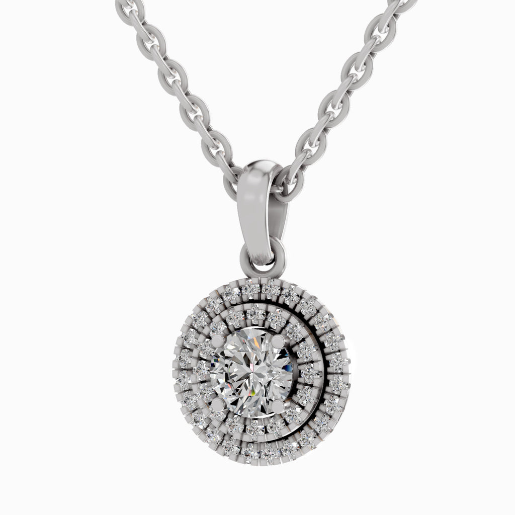 0.79 Carat Double Halo Pendant 14K - White Gold