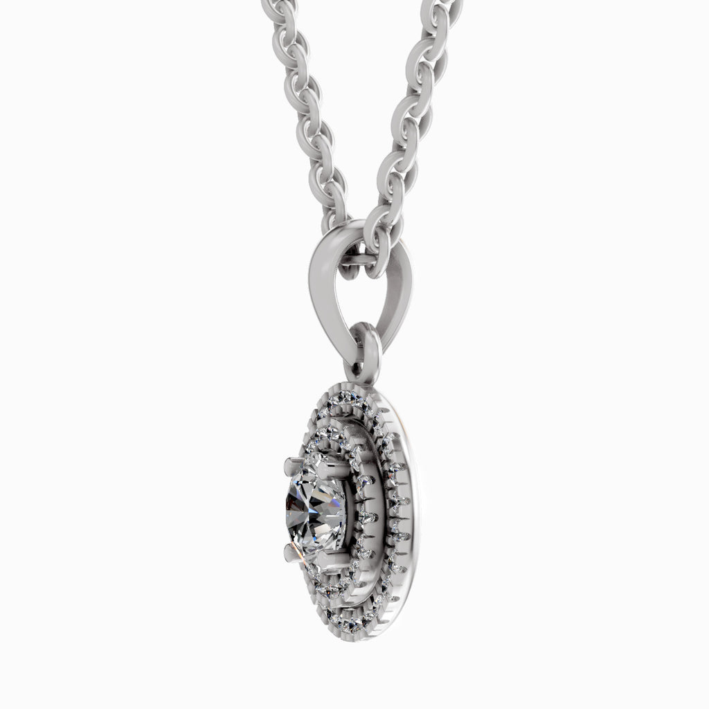 0.79 Carat Double Halo Pendant 14K - White Gold
