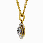 0.79 Carat Double Halo Pendant 14K