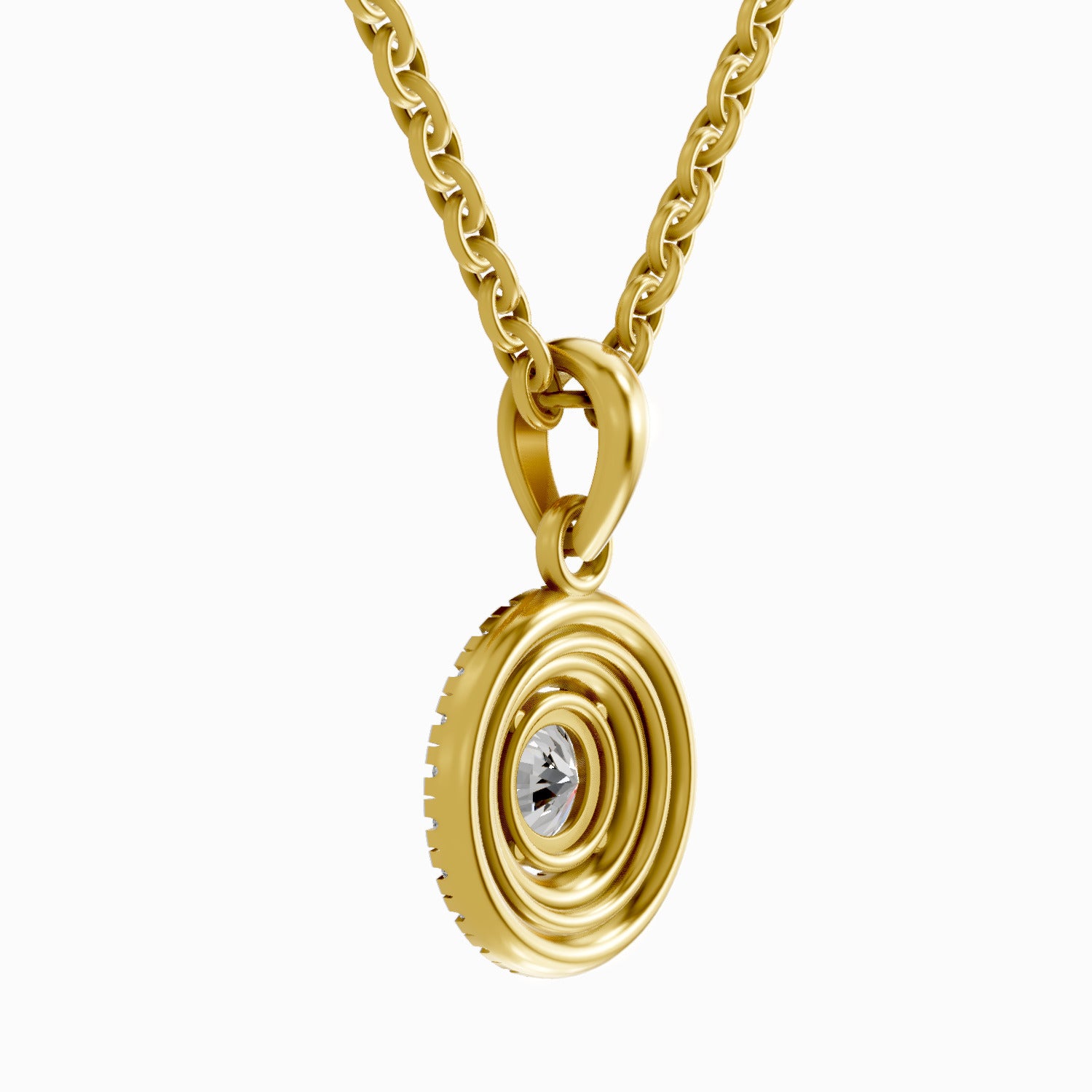 0.79 Carat Double Halo Pendant 14K