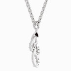 Silver pendant necklace on a white background