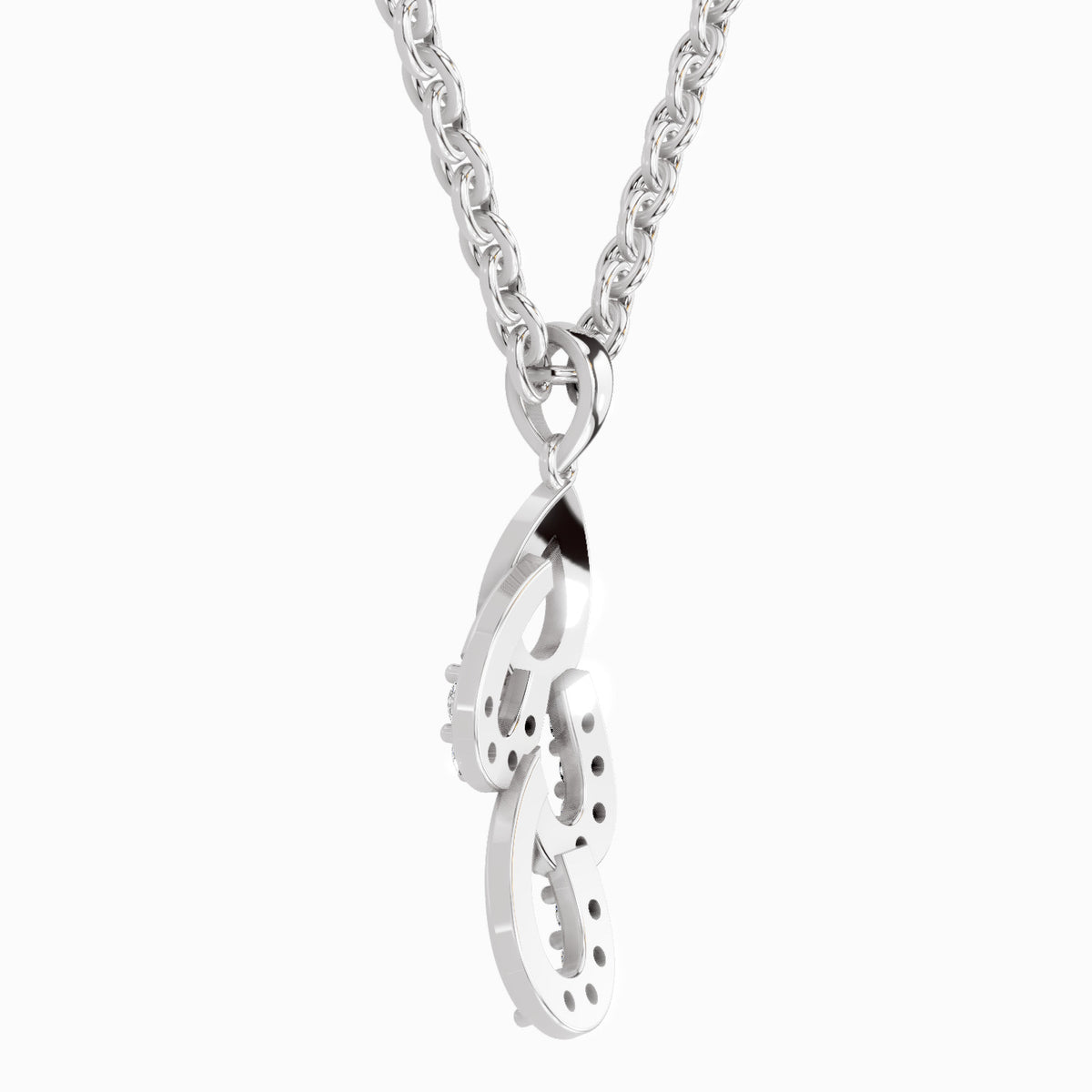 Silver pendant necklace on a white background