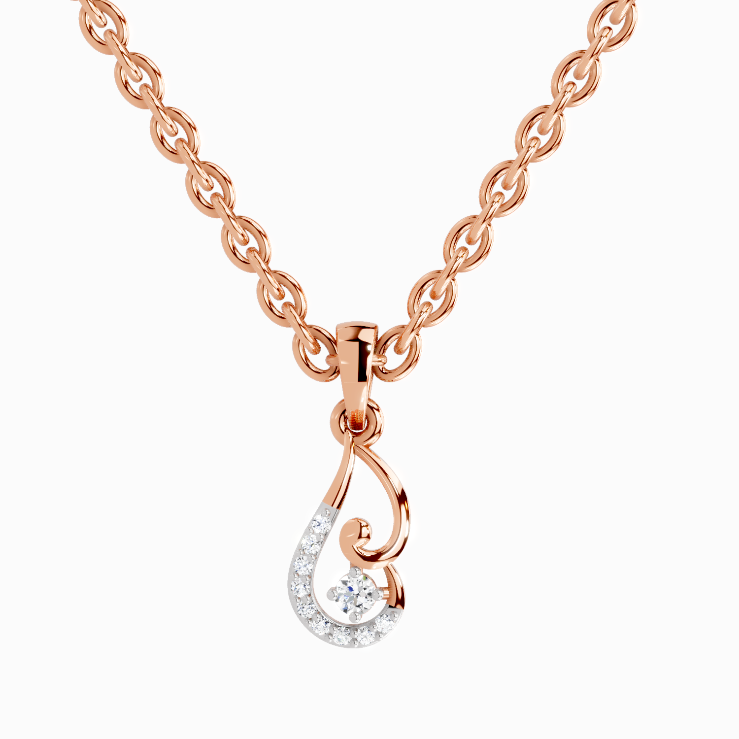 0.04 Carat Luminous Curve Pendant 14K - Rose Gold