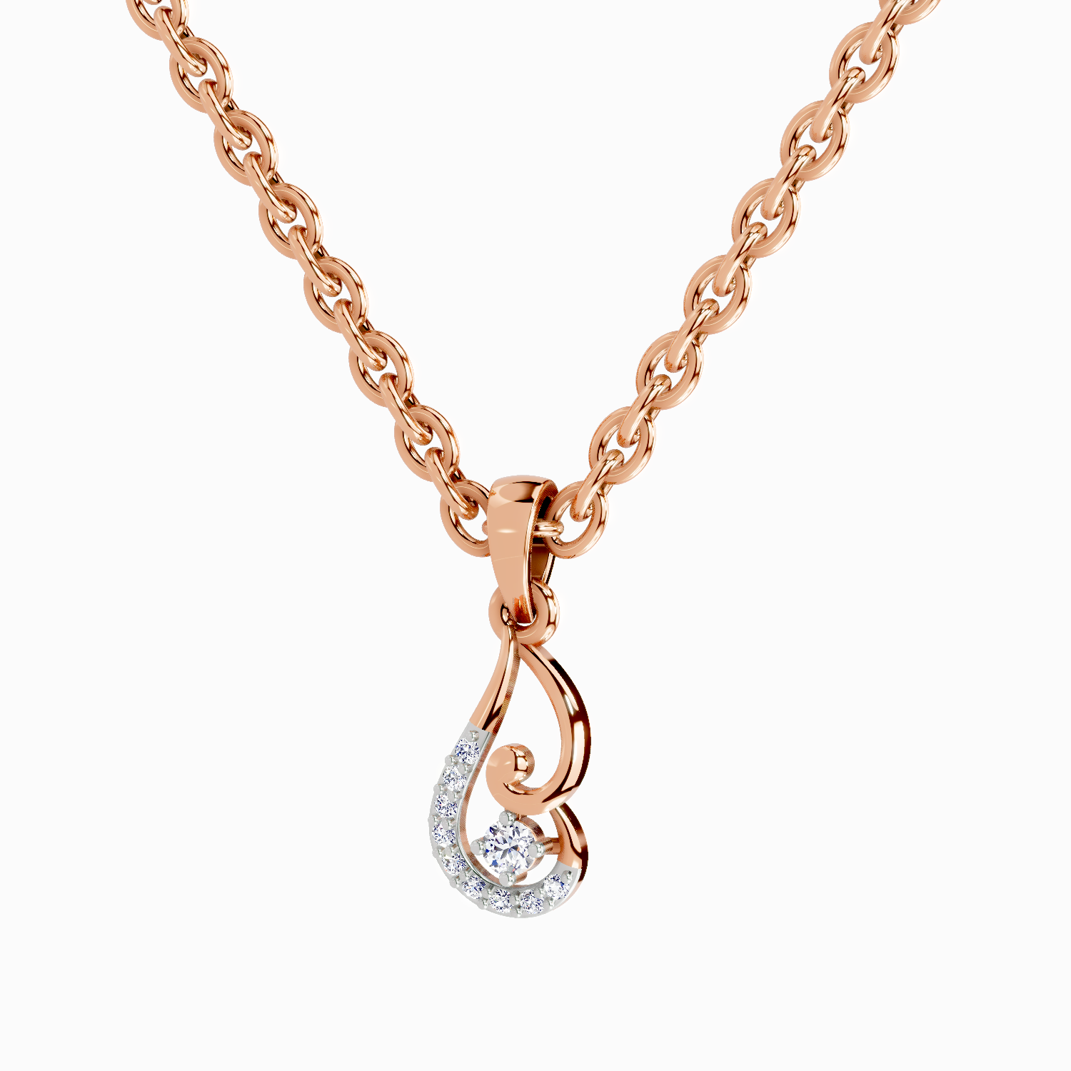 0.04 Carat Luminous Curve Pendant 14K - Rose Gold