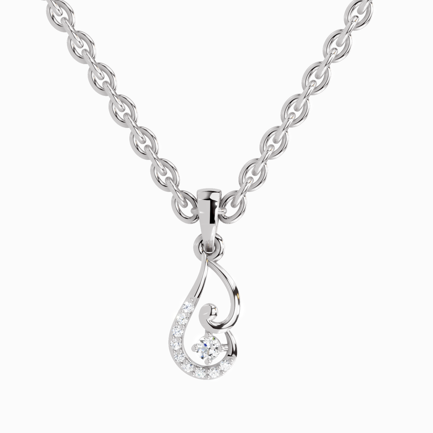 0.04 Carat Luminous Curve Pendant 14K - White Gold