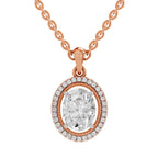 2.39 Carat Oval Halo Pendant 14K - Rose Gold