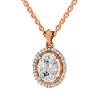 2.39 Carat Oval Halo Pendant 14K - Rose Gold