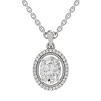 2.39 Carat Oval Halo Pendant 14K - White Gold