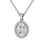 2.39 Carat Oval Halo Pendant 14K - White Gold