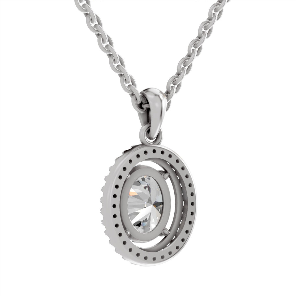 2.39 Carat Oval Halo Pendant 14K - White Gold