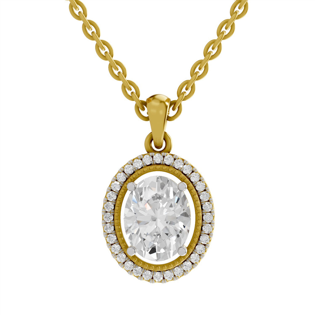 2.39 Carat Oval Halo Pendant 14K