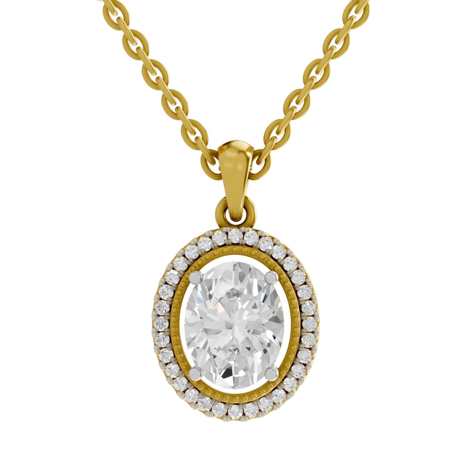 2.39 Carat Oval Halo Pendant 14K