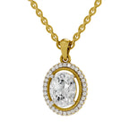 2.39 Carat Oval Halo Pendant 14K