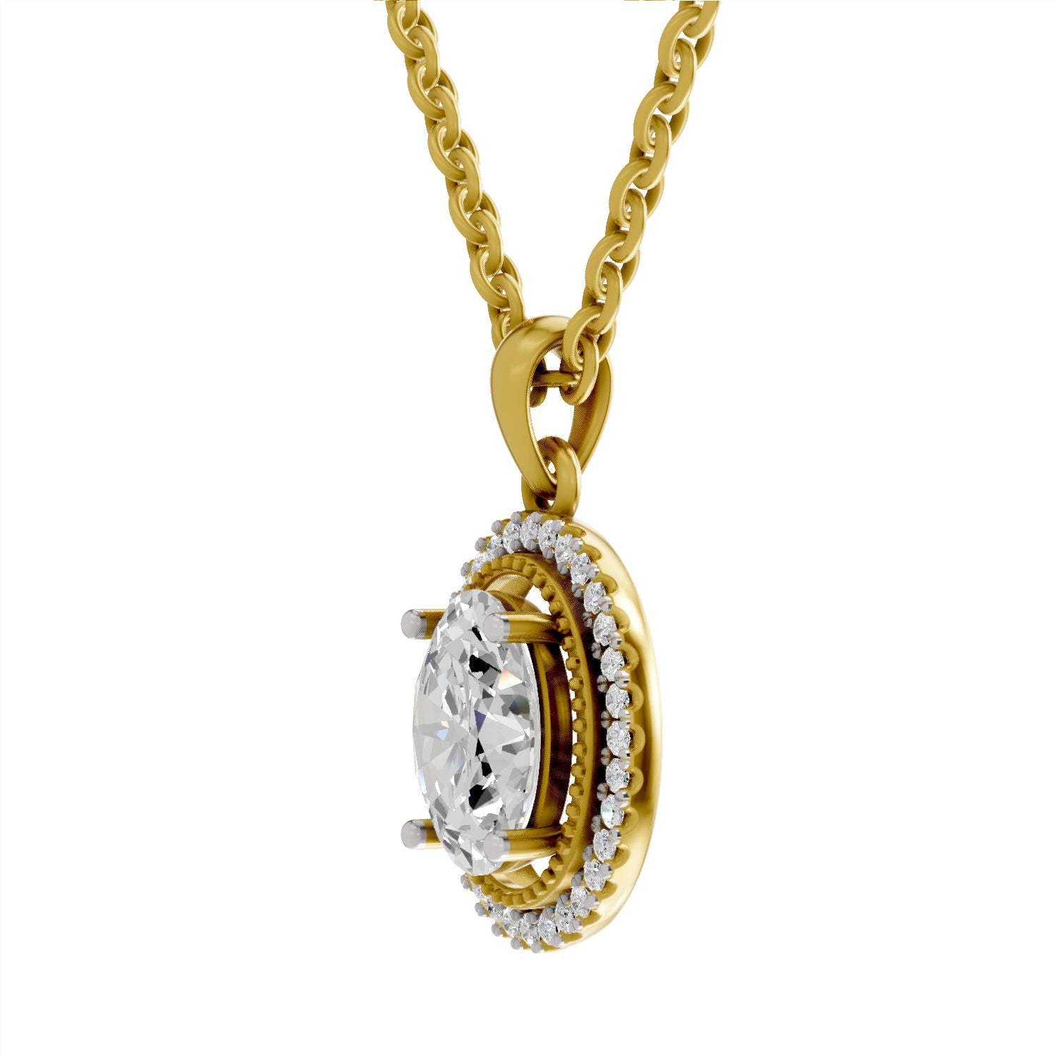 2.39 Carat Oval Halo Pendant 14K