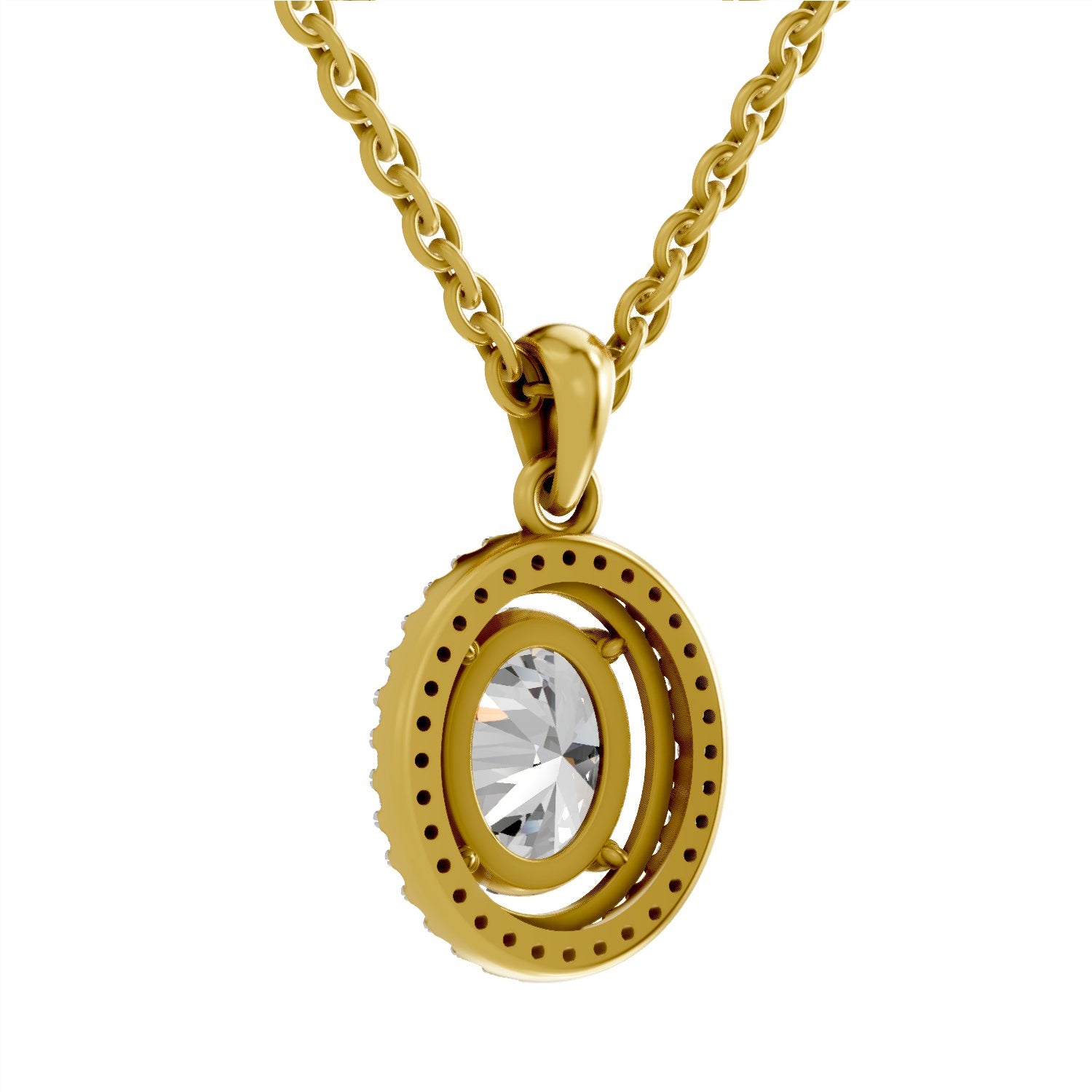 2.39 Carat Oval Halo Pendant 14K
