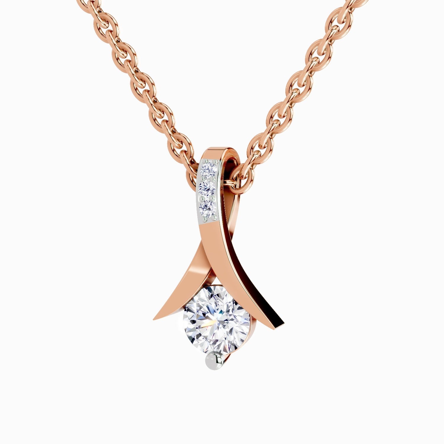 0.47 Carat Serenity Curve Pendant 14K Gold - Rose Gold