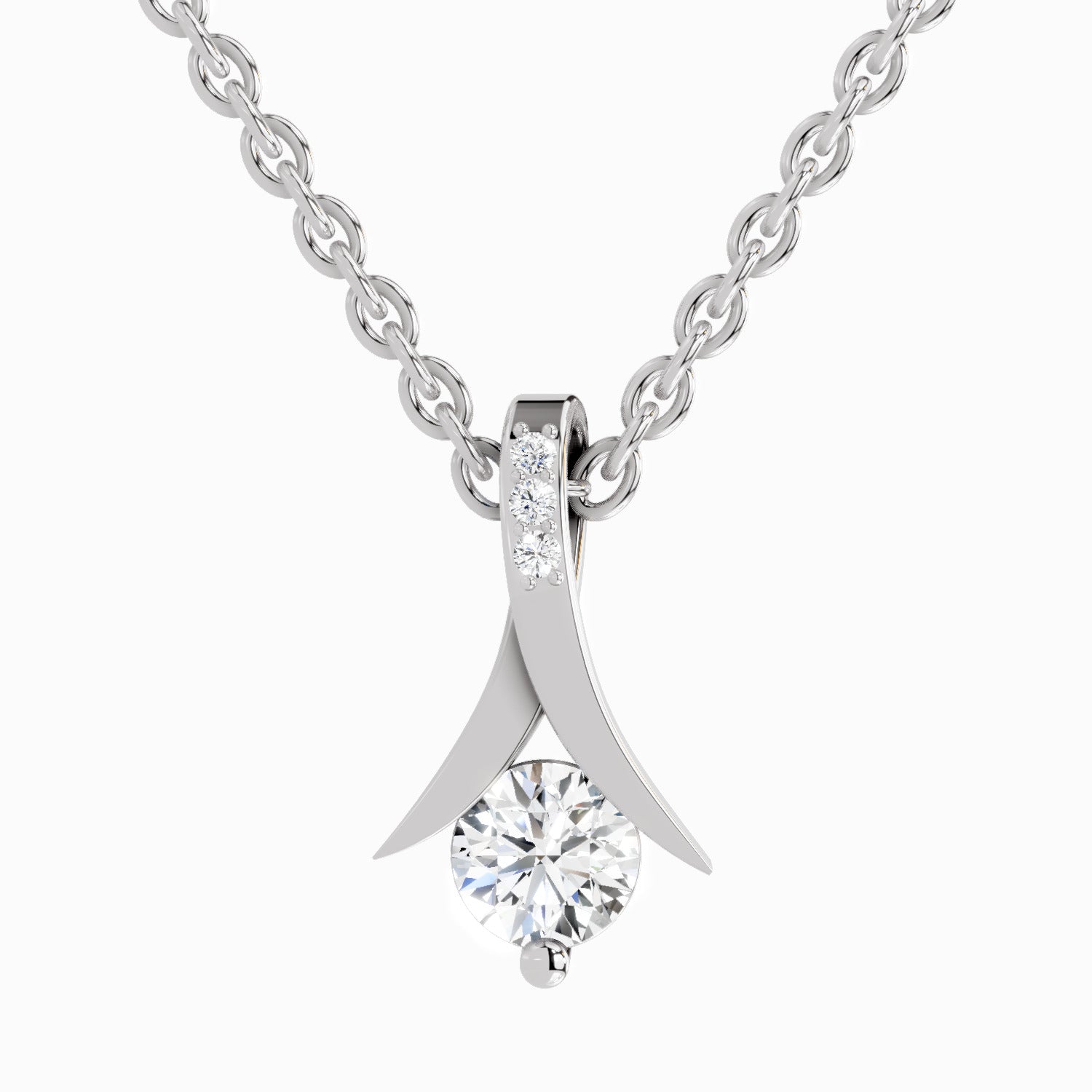 0.47 Carat Serenity Curve Pendant 14K Gold - White Gold