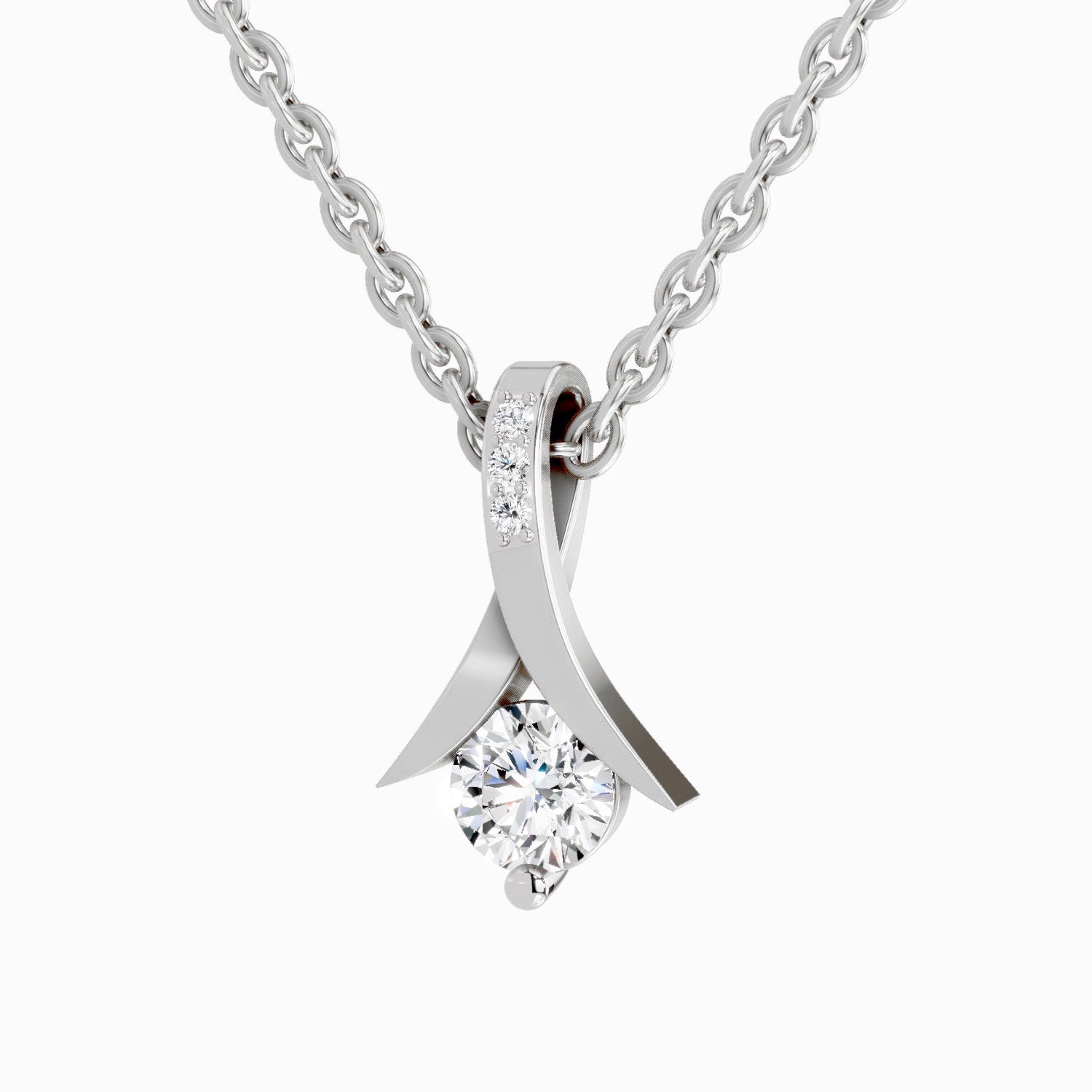 0.47 Carat Serenity Curve Pendant 14K Gold - White Gold
