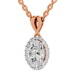 Pristine Oval Halo Diamond Pendant