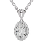 Pristine Oval Halo Diamond Pendant