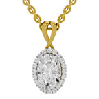 2.23 Carat Oval Shape Halo Diamond Pendant 14K - Rose Gold
