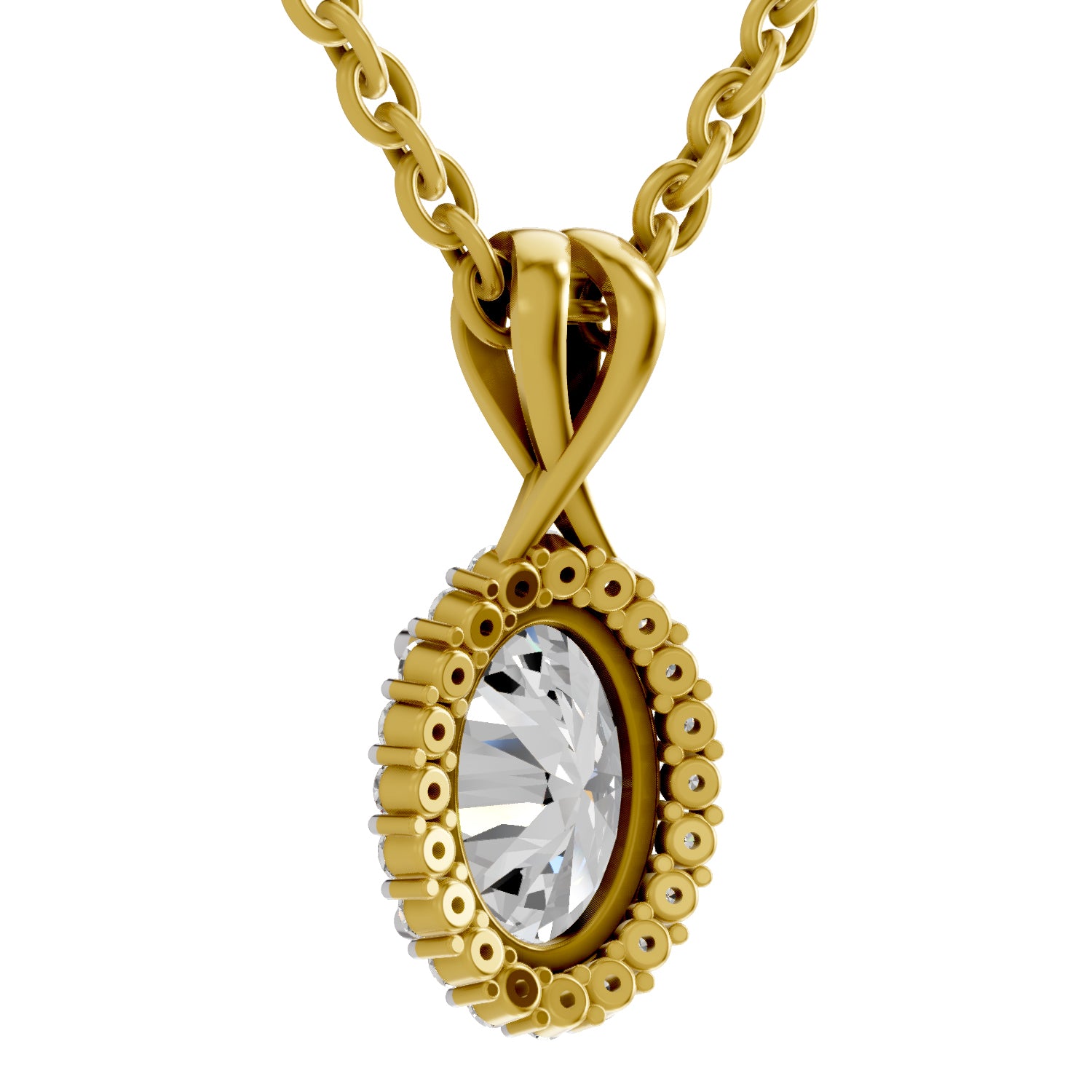 2.23 Carat Oval Shape Halo Diamond Pendant 14K - Rose Gold