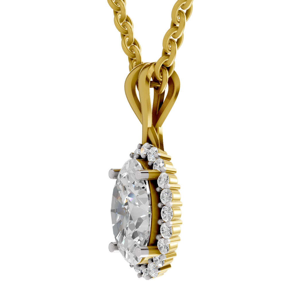 2.23 Carat Oval Shape Halo Diamond Pendant 14K - Rose Gold
