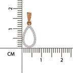 Teardrop-shaped pendant with rose gold bail on a ruler for scale
