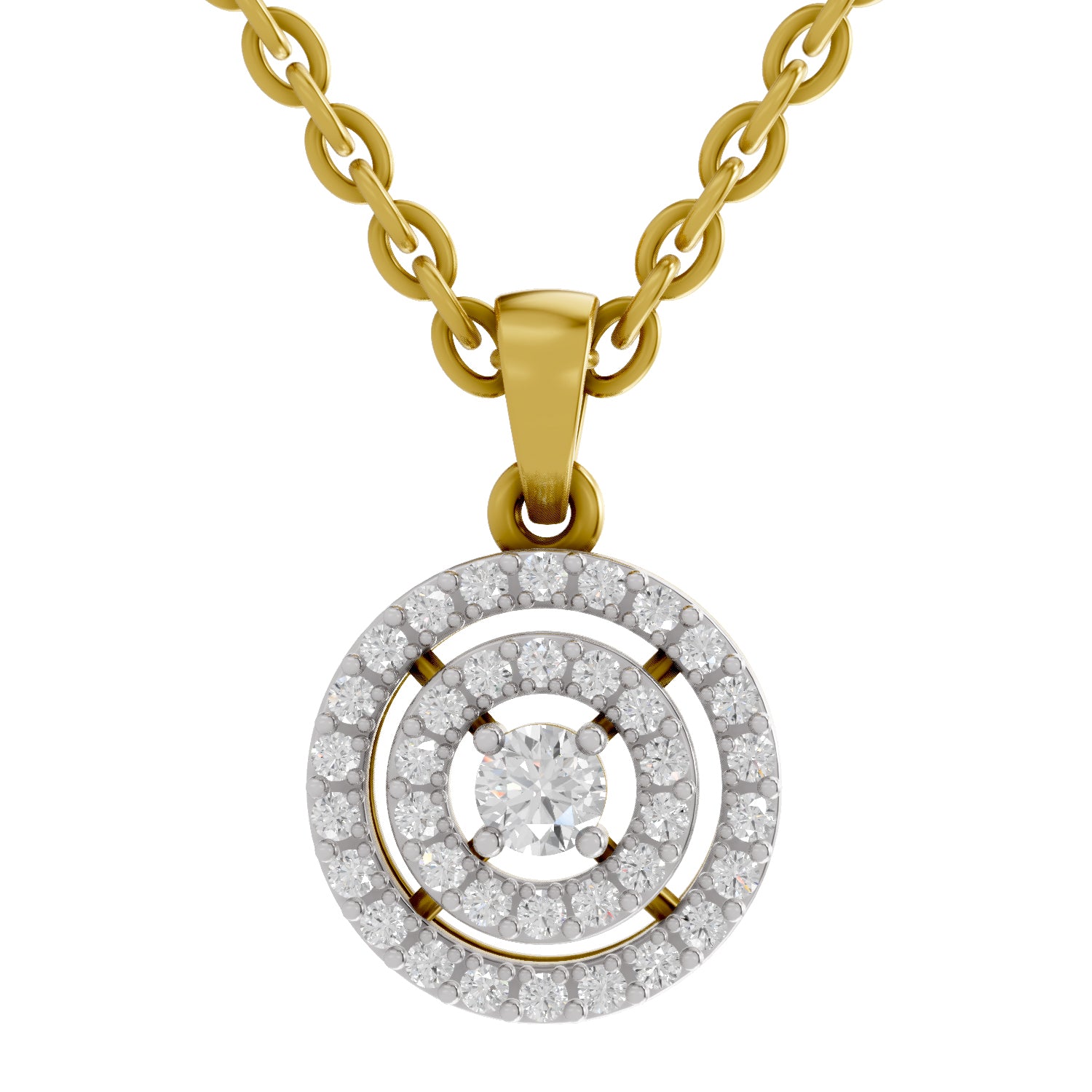 0.28 Carat Double Halo Diamond Pendant 14K - Rose Gold