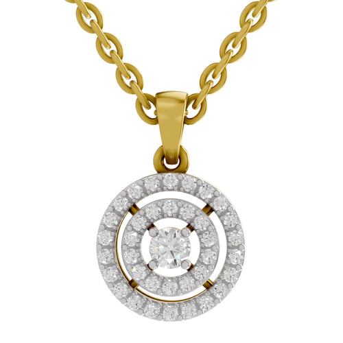 0.28 Carat Double Halo Diamond Pendant 14K - Rose Gold