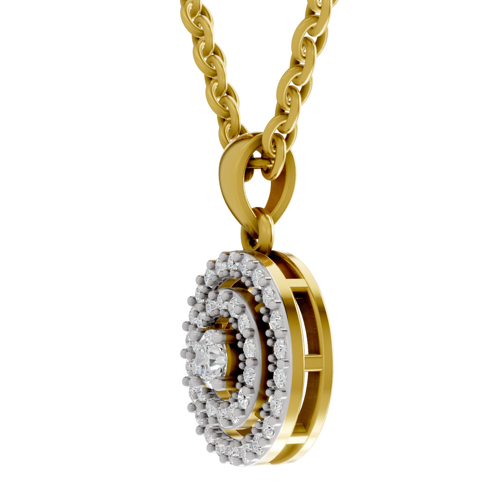 0.28 Carat Double Halo Diamond Pendant 14K - Rose Gold