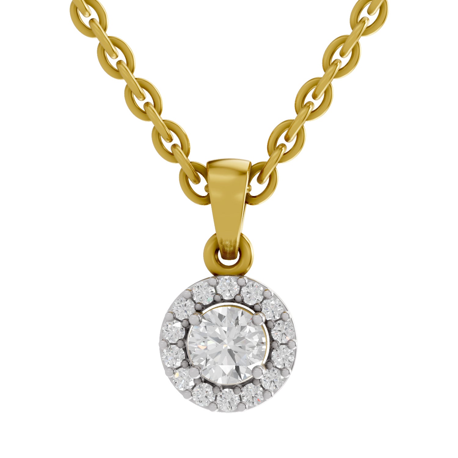 0.36 Carat Halo Diamond Pendant 14K - Rose Gold