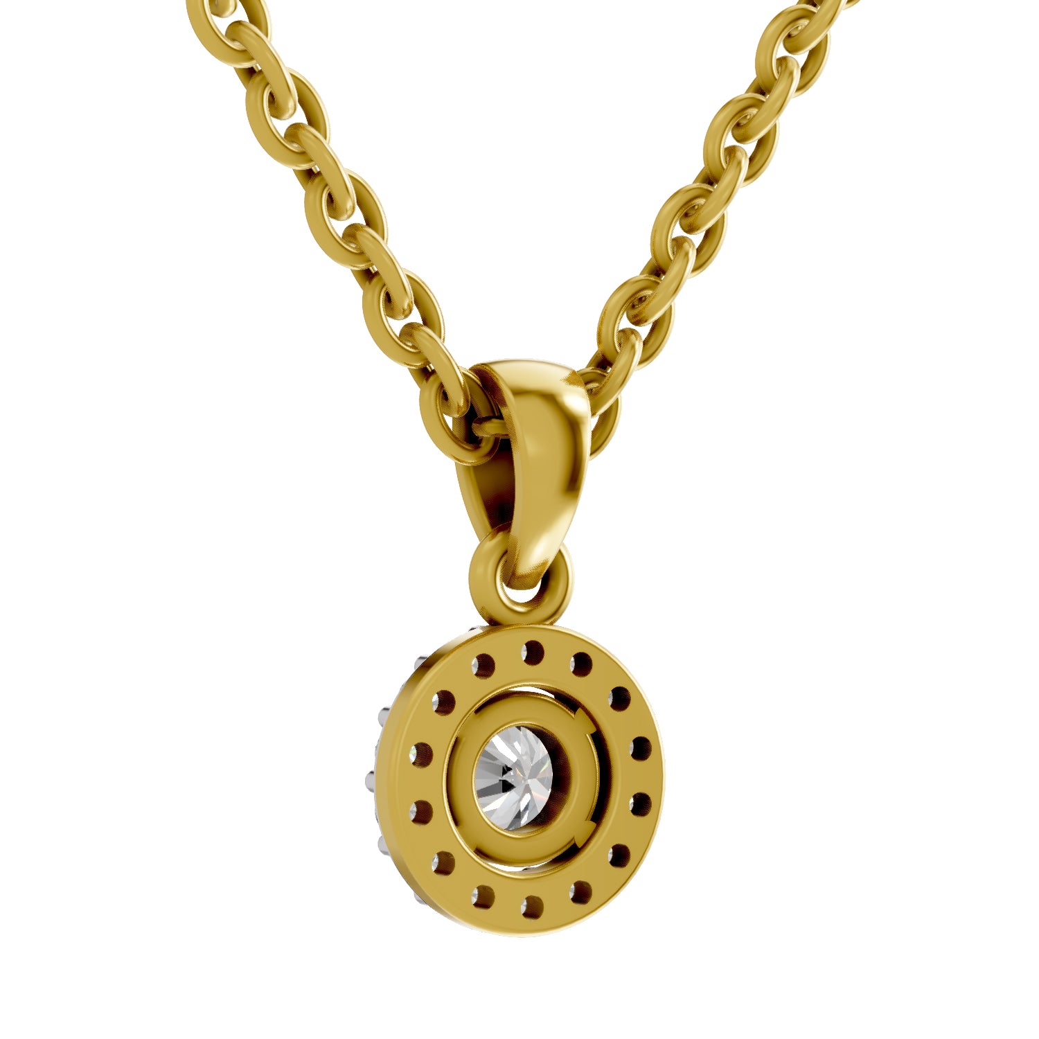 0.36 Carat Halo Diamond Pendant 14K - Rose Gold
