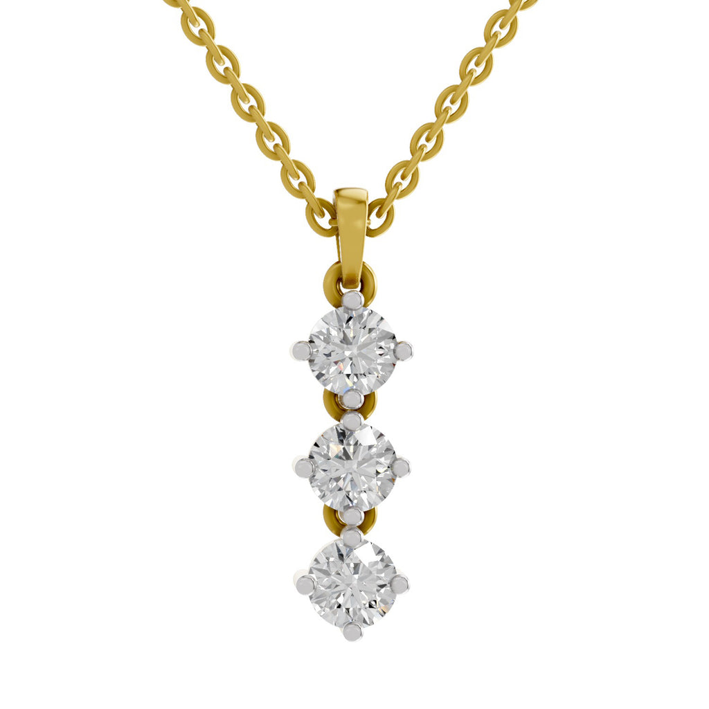 1.14 Carat 3 Stone Diamond Pendant 14K - Rose Gold