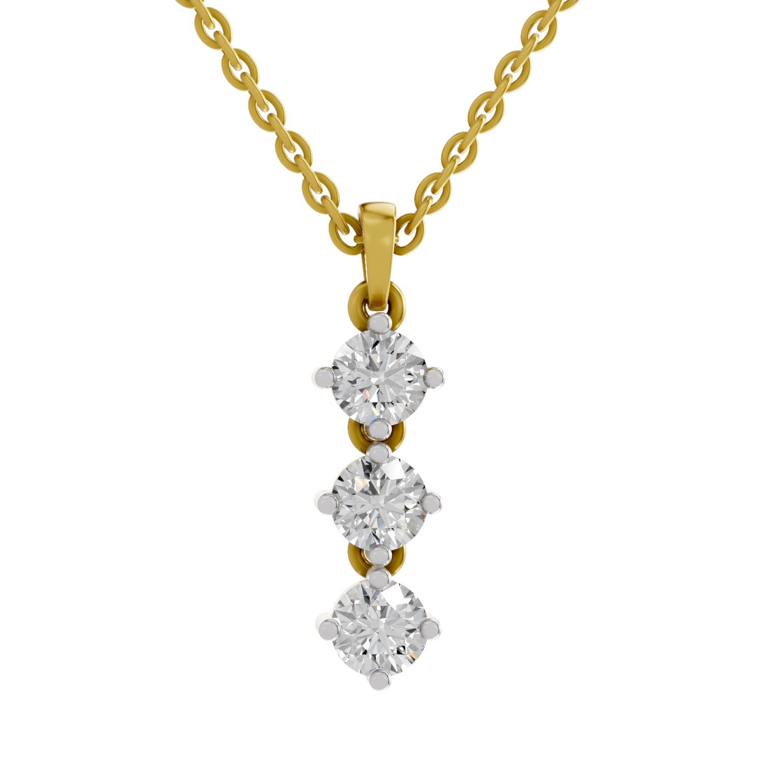 1.14 Carat 3 Stone Diamond Pendant 14K - Rose Gold