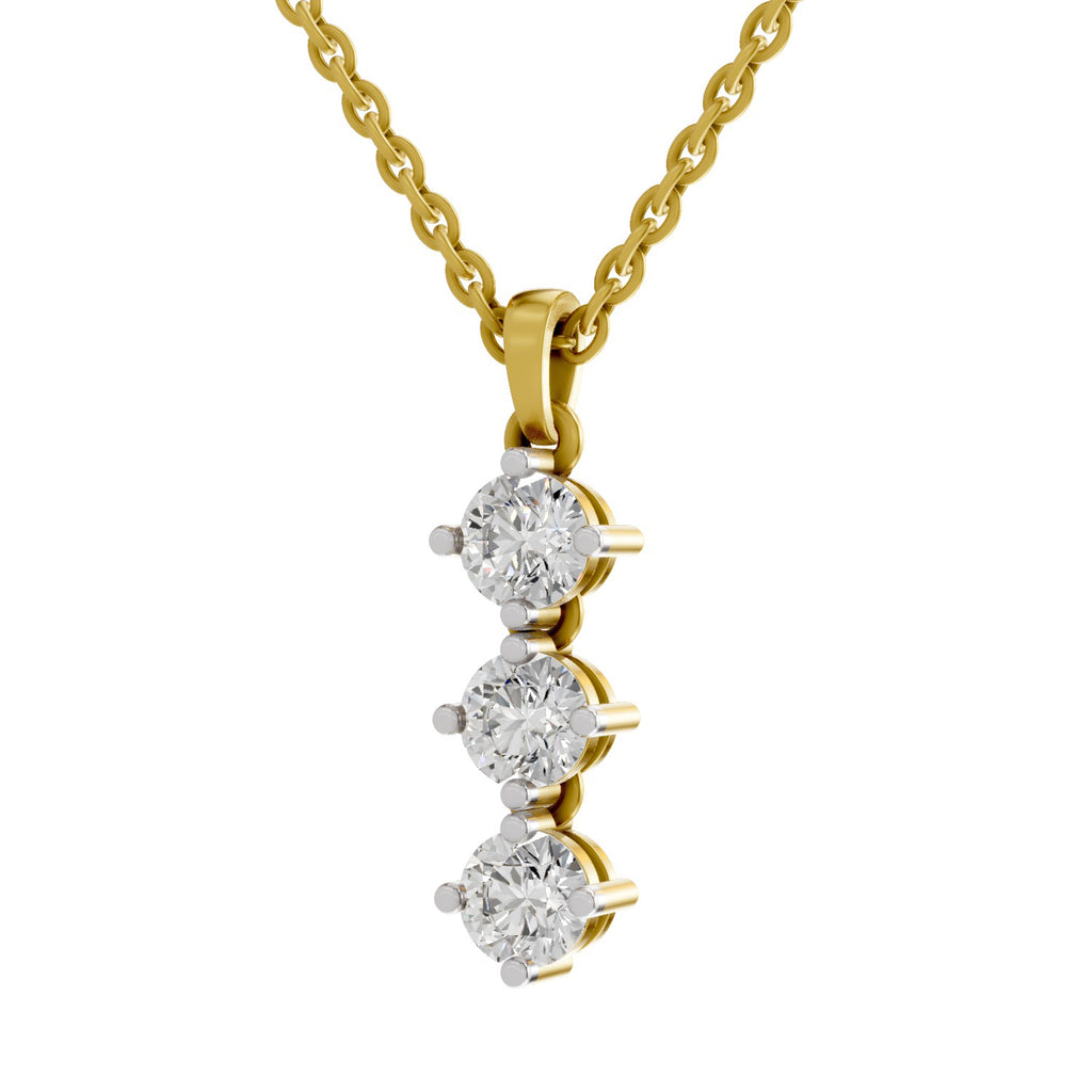 1.14 Carat 3 Stone Diamond Pendant 14K - Rose Gold