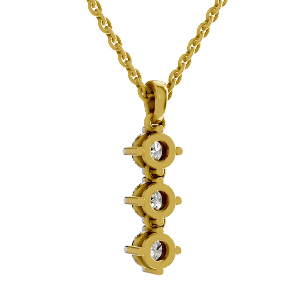 1.14 Carat 3 Stone Diamond Pendant 14K - Rose Gold
